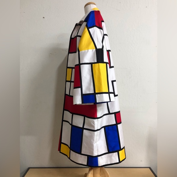 Inspired by Piet Mondrian Silk Duster Coat - Picture 4 of 7